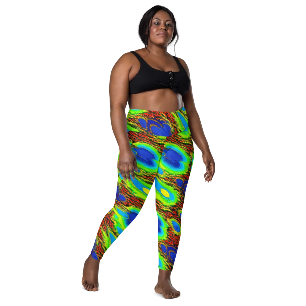 Vibrant Veinwork on Leggings with Pockets — Front
