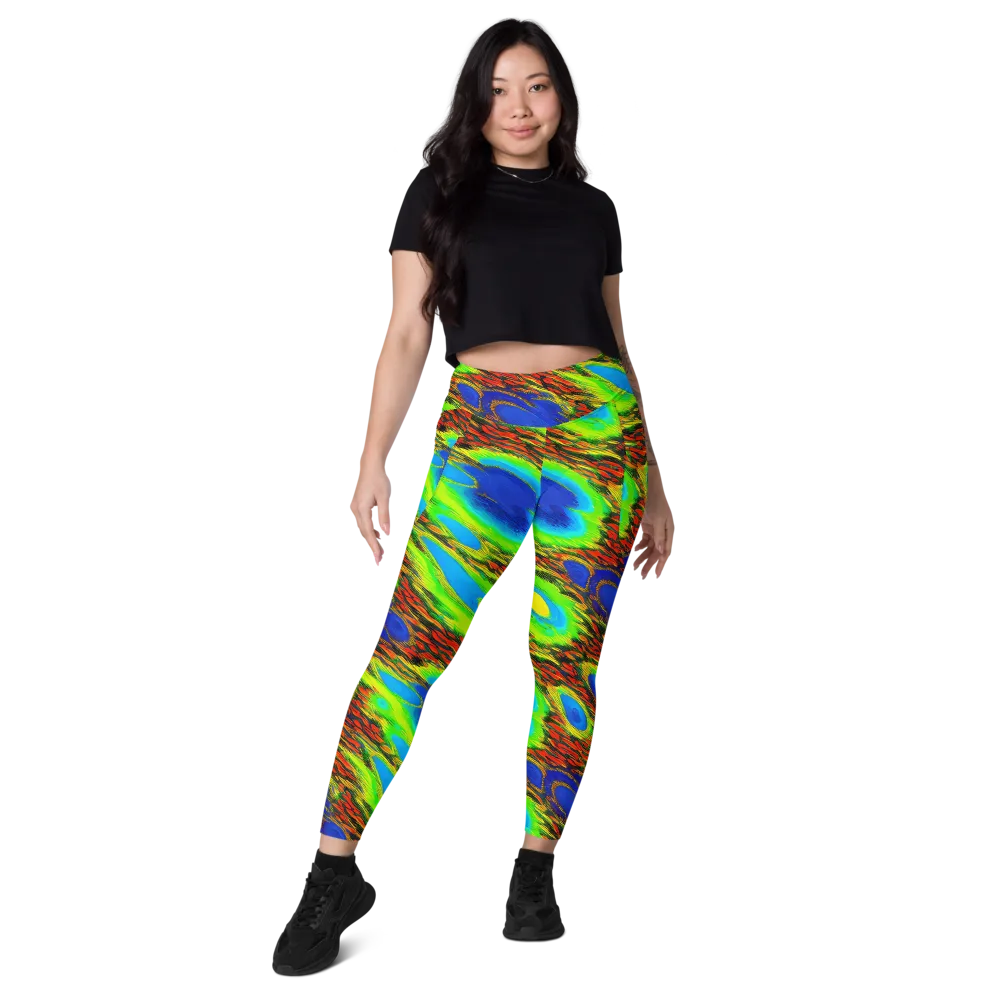 Vibrant Veinwork on Leggings with Pockets — Front