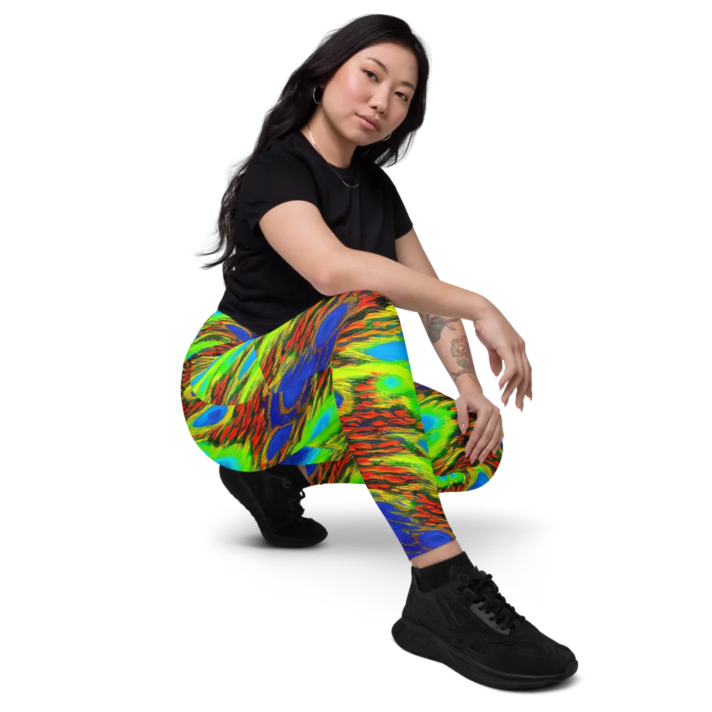 Vibrant Veinwork on Leggings with Pockets — Right Front