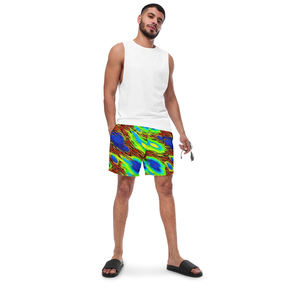 Vibrant Veinwork on Swim Trunks — Front