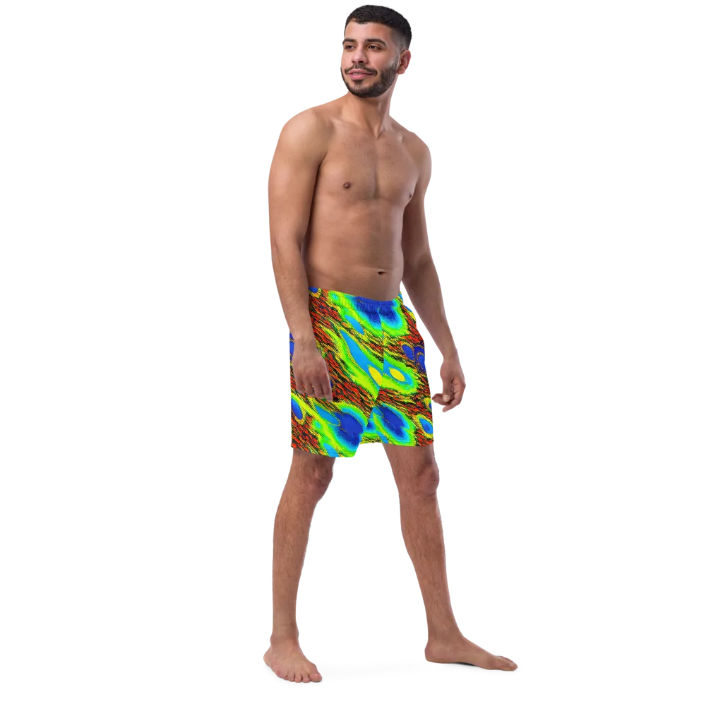 Vibrant Veinwork on Swim Trunks — Right Front