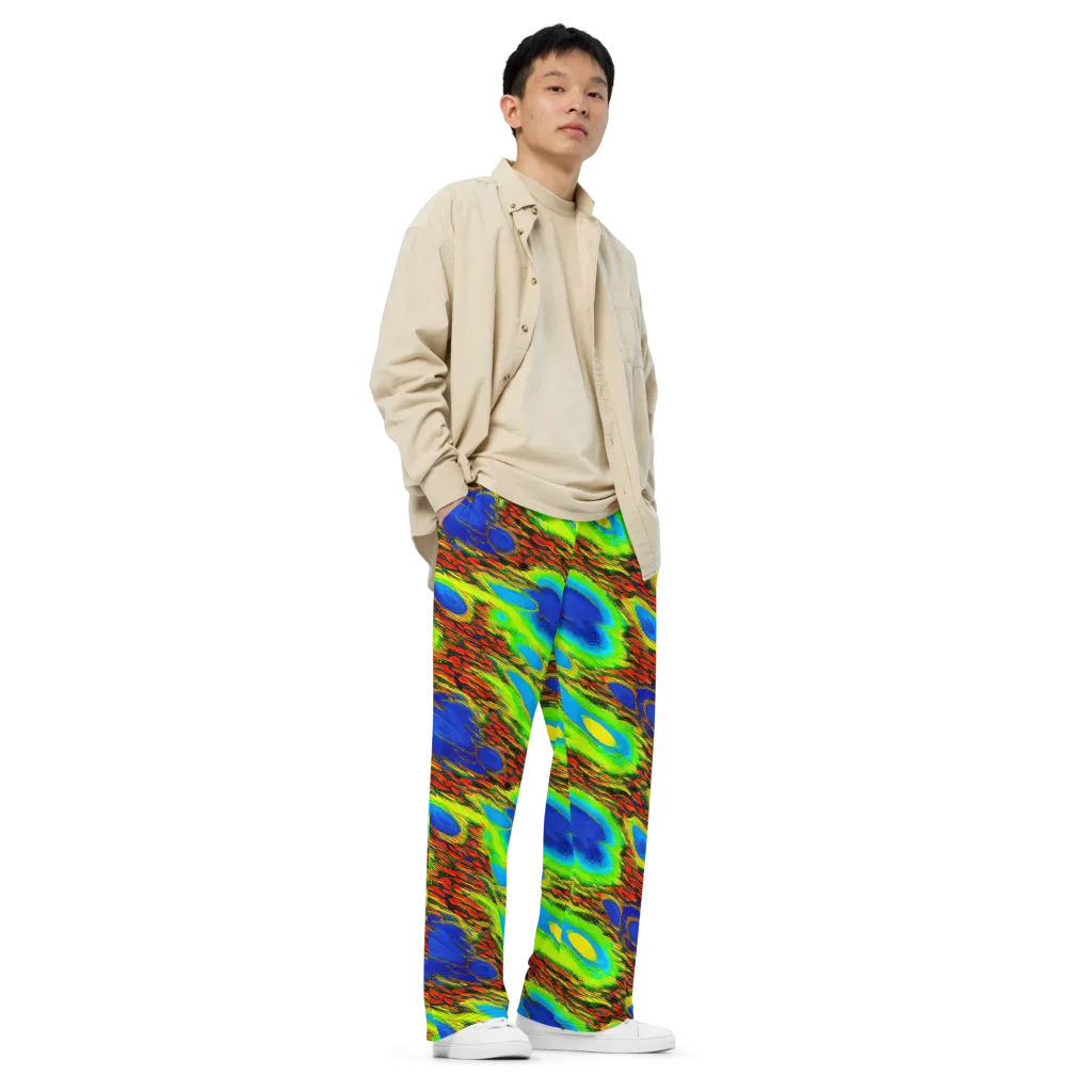 Vibrant Veinwork on Wide-Leg Pants — Right Front
