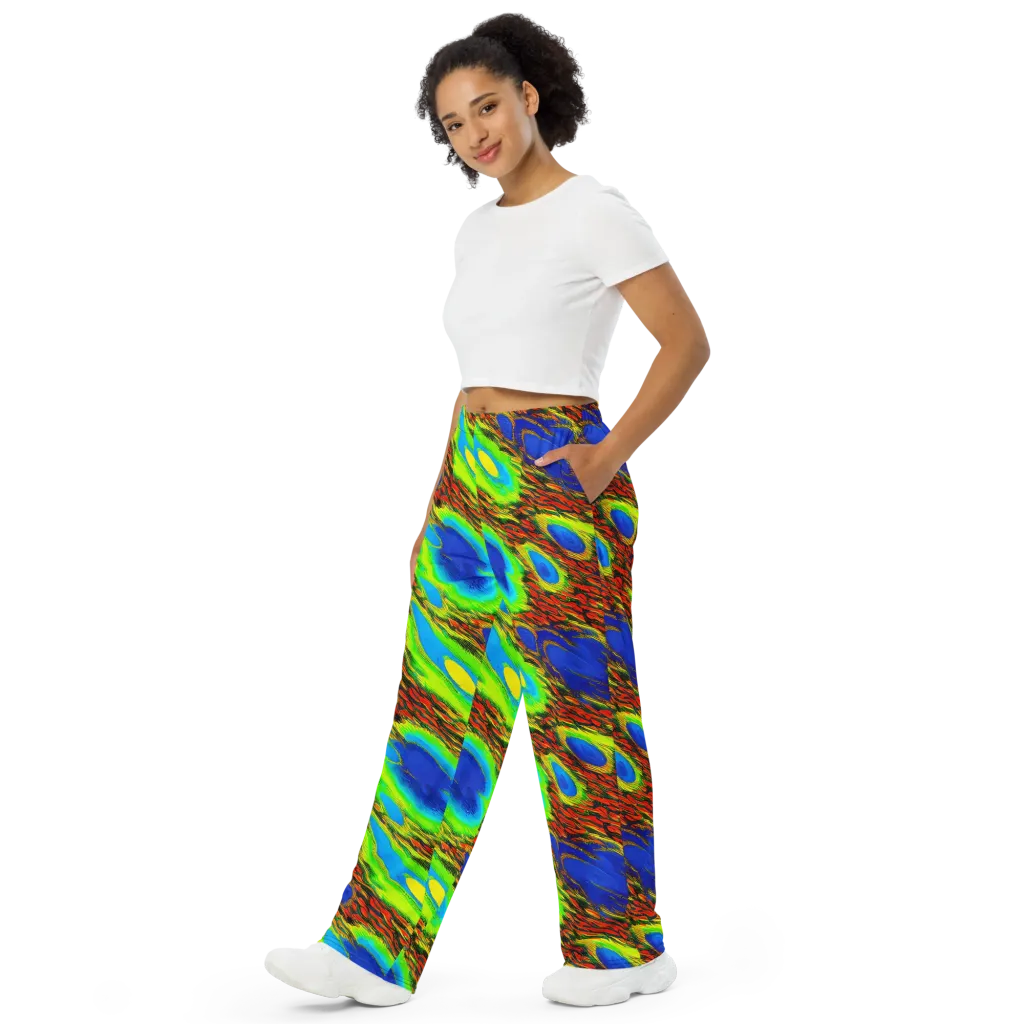 Vibrant Veinwork on Wide-Leg Pants — Left Front