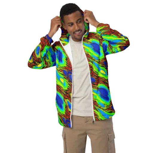 Vibrant Veinwork on a Men's Windbreaker