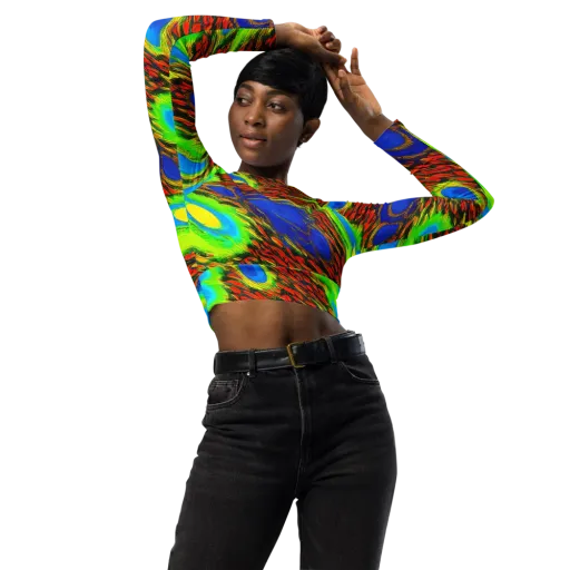 Vibrant Veinwork on a Long Sleeve Crop Top