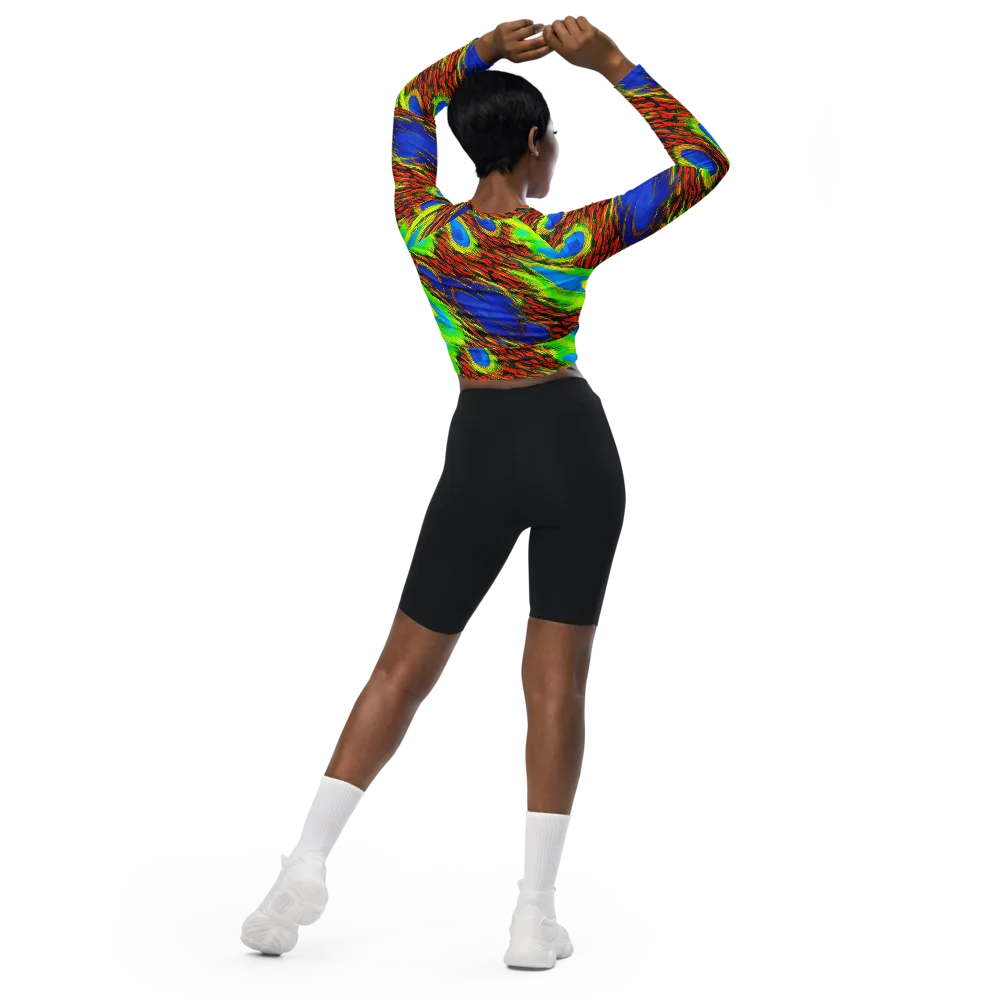 Vibrant Veinwork on Long Sleeve Crop Top — Back