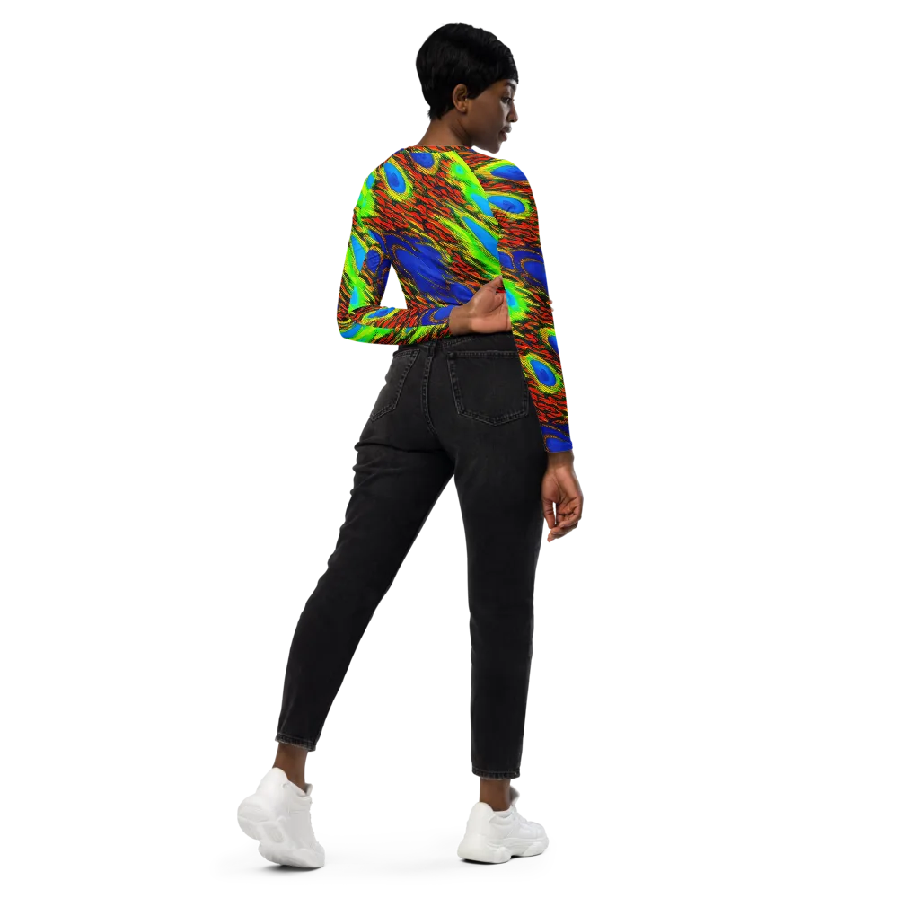 Vibrant Veinwork on Long Sleeve Crop Top — Right Back