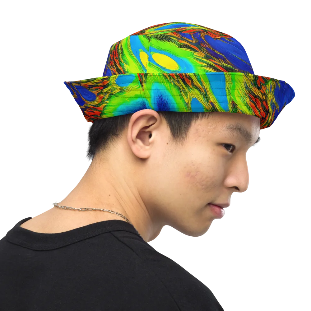 Vibrant Veinwork on Reversible Bucket Hat — Right Outside