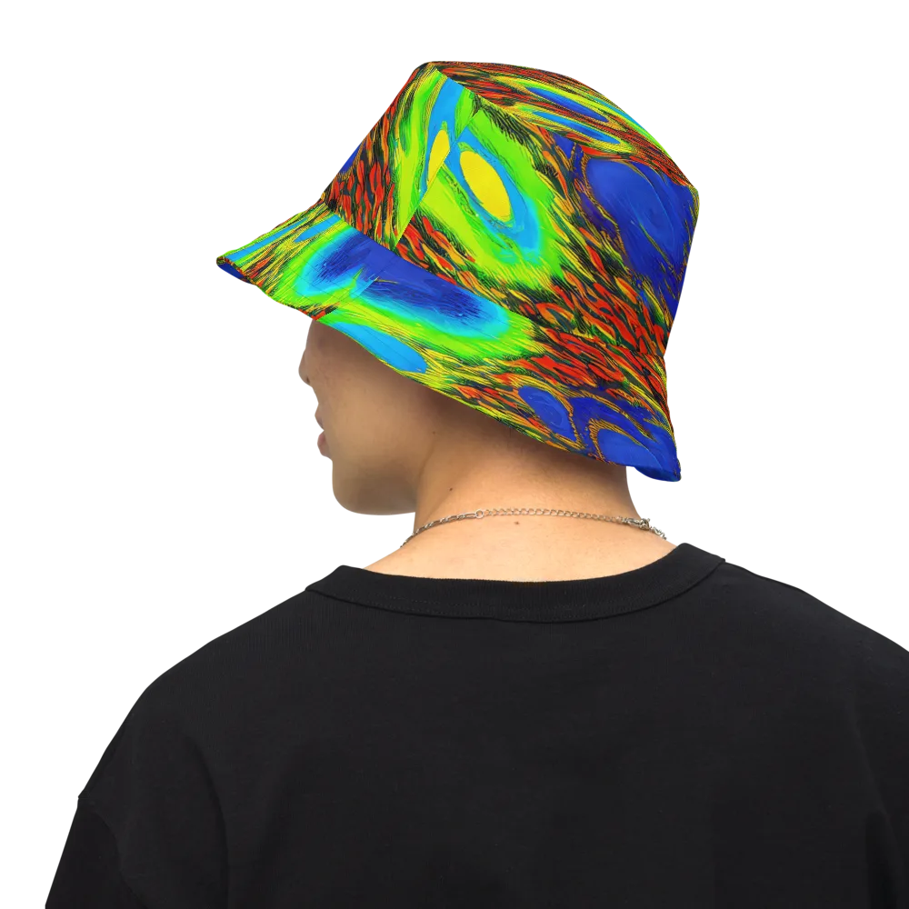 Vibrant Veinwork on Reversible Bucket Hat — Back Inside