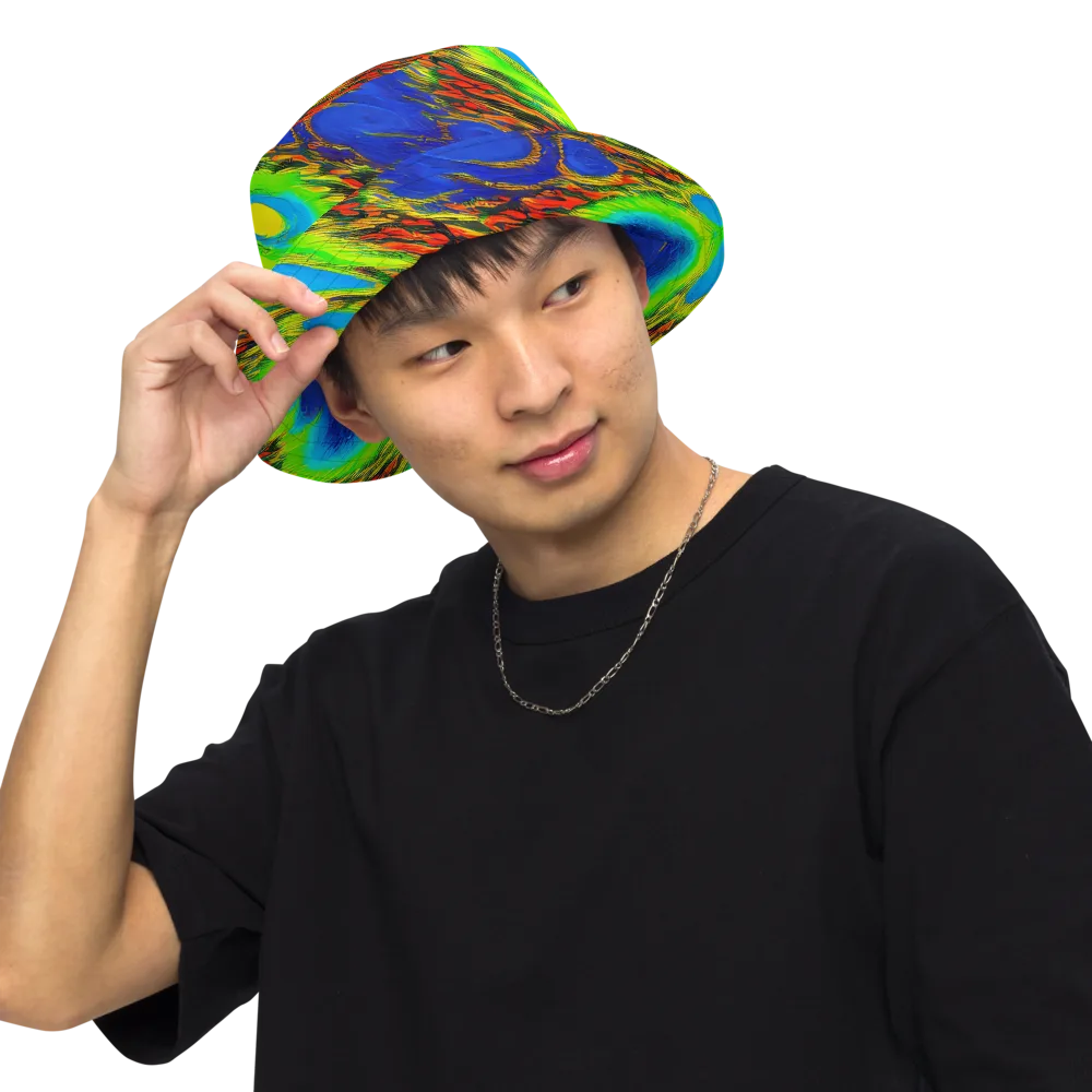Vibrant Veinwork on Reversible Bucket Hat — Front Inside