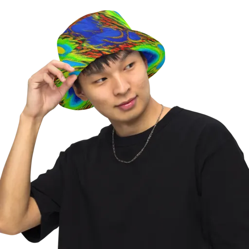 Vibrant Veinwork on a Reversible Bucket Hat