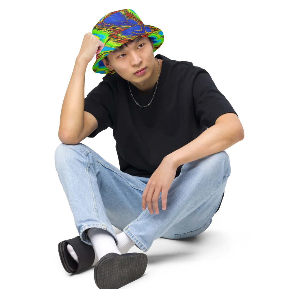 Vibrant Veinwork on Reversible Bucket Hat — Front 2 Inside