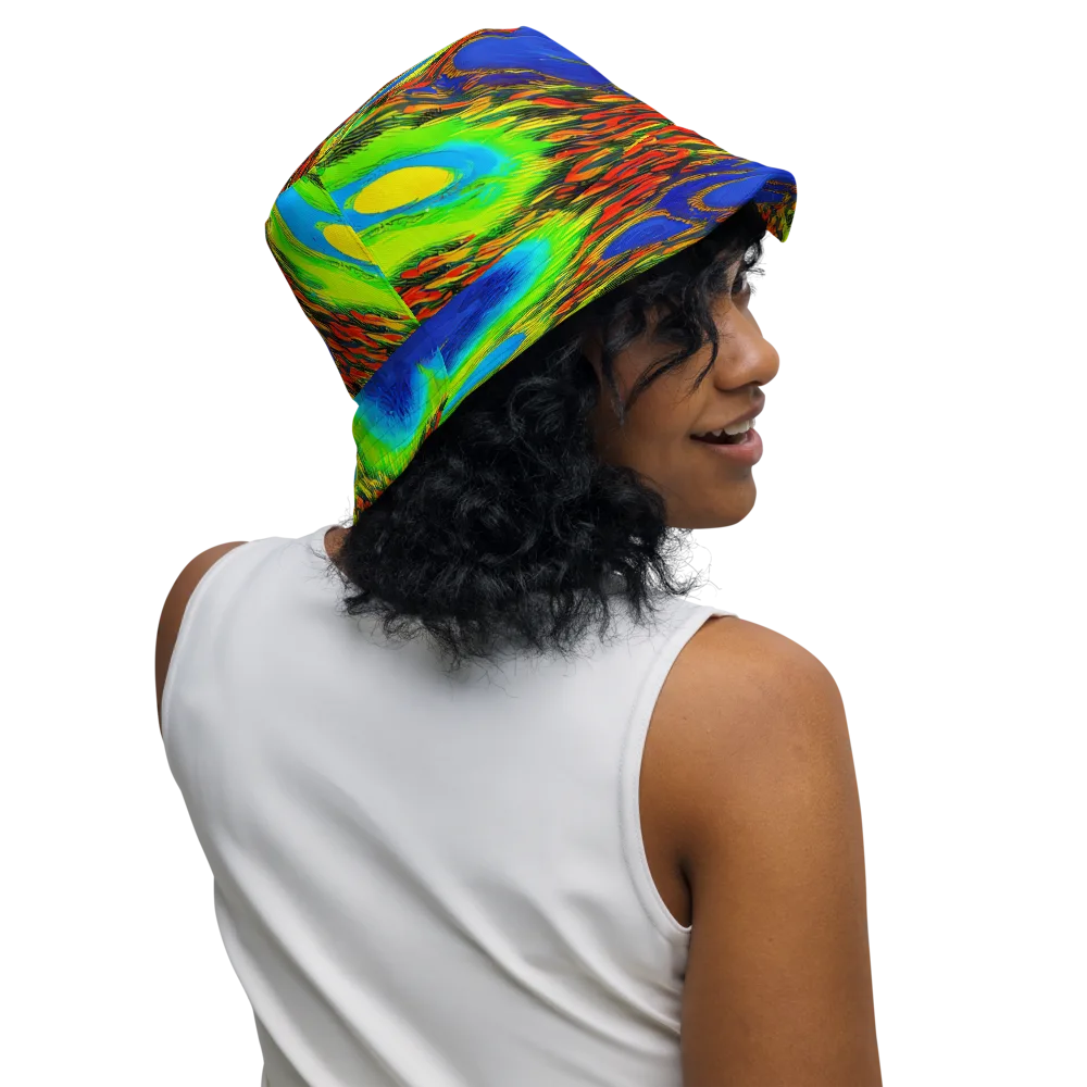 Vibrant Veinwork on Reversible Bucket Hat — Right Outside