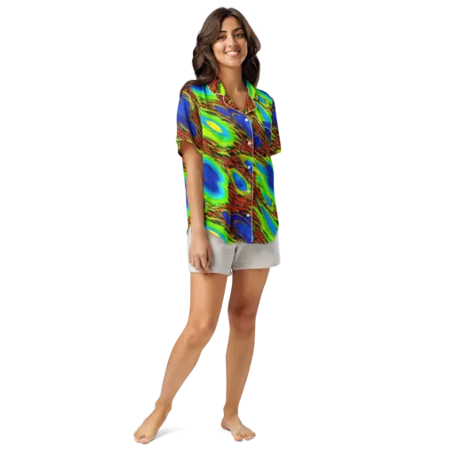 Vibrant Veinwork on a Women's Short Sleeve Pajama Top