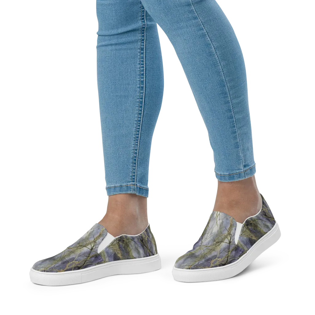 Violet Faultline on Women's Slip-On Canvas Shoes — Front