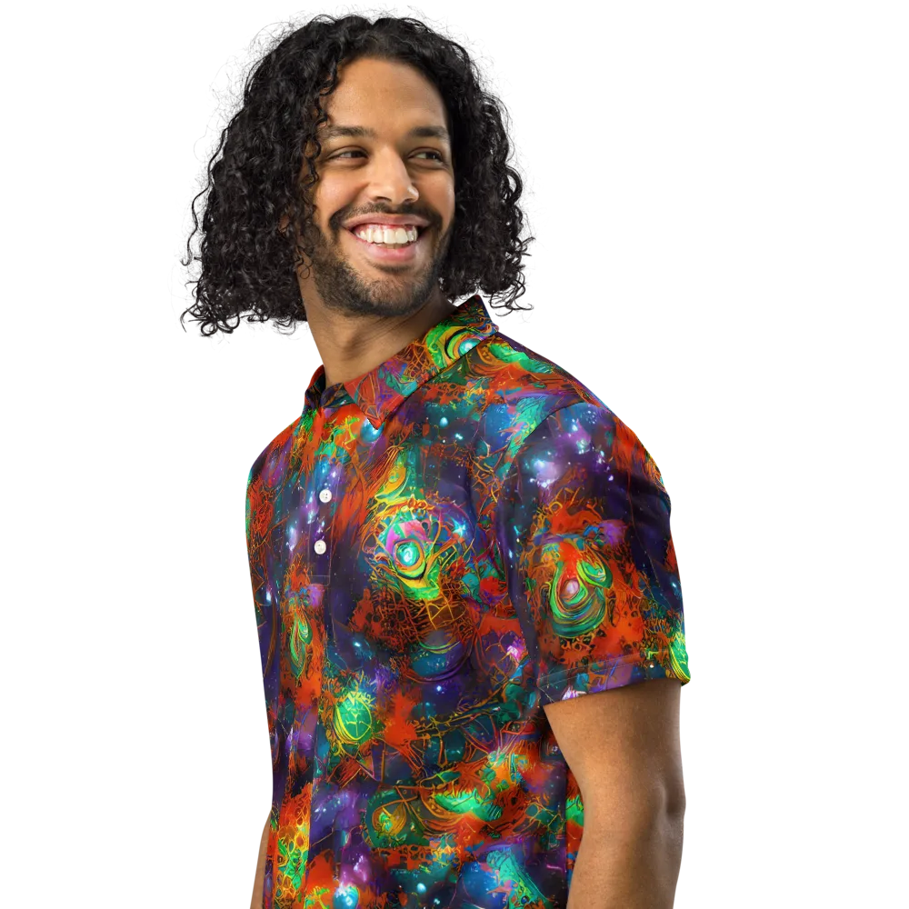 Vivid Event Horizon on Men's Slim Fit Polo Shirt — Left Front