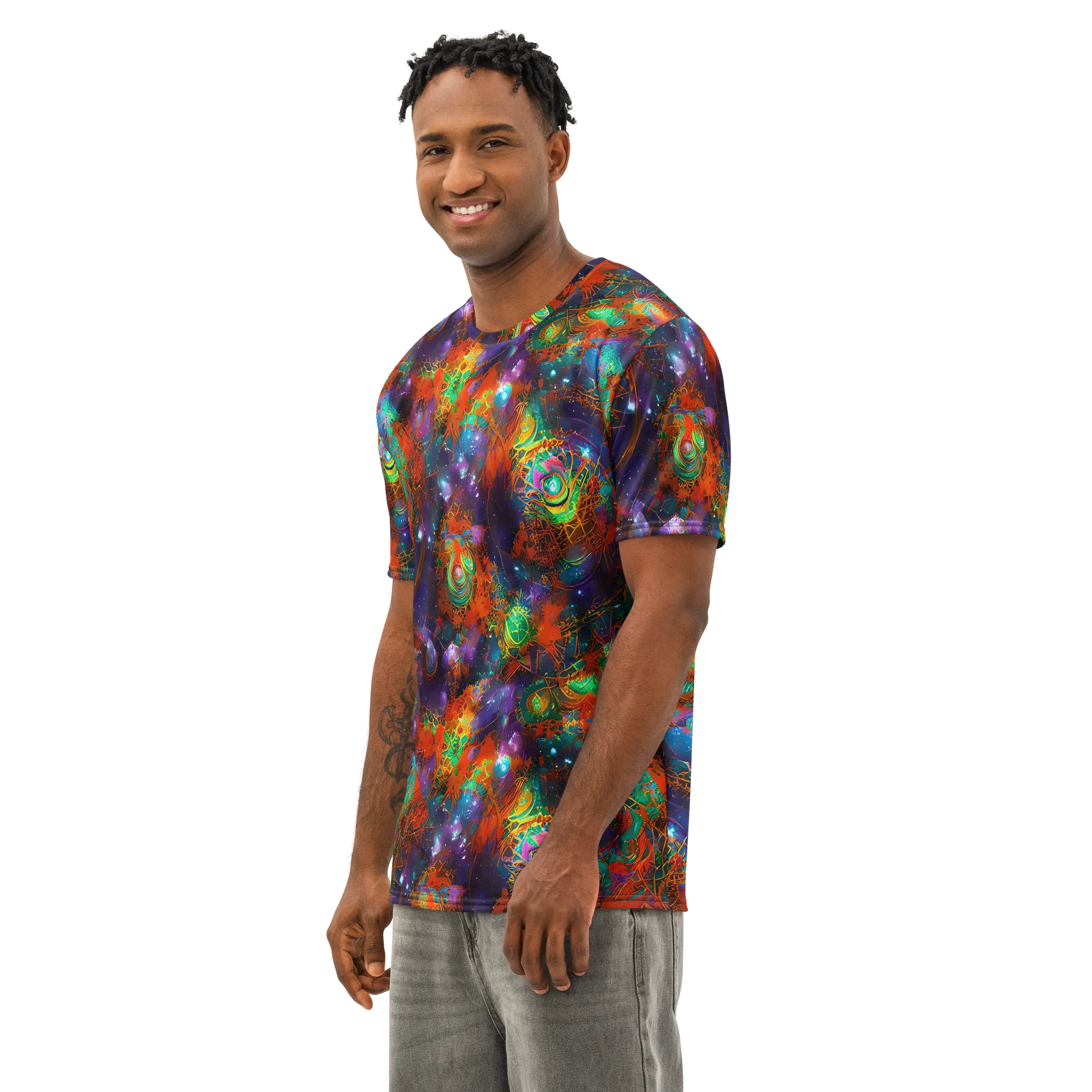 Vivid Event Horizon on Men's Cotton Crew Neck T-Shirt — Left Front
