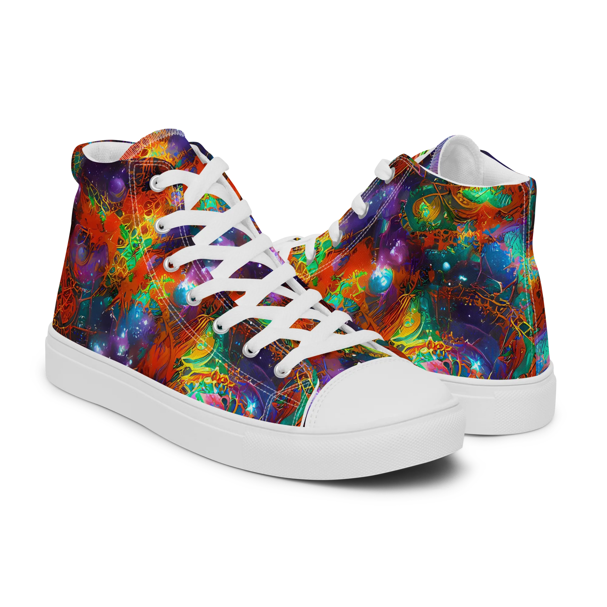 Vivid Event Horizon on Men's High Top Canvas Shoes — Right