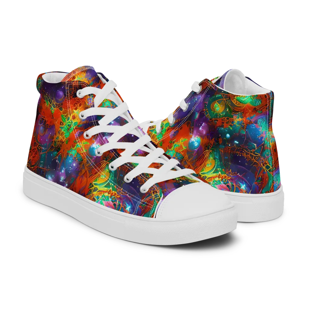 Vivid Event Horizon on Men's High Top Canvas Shoes — Right