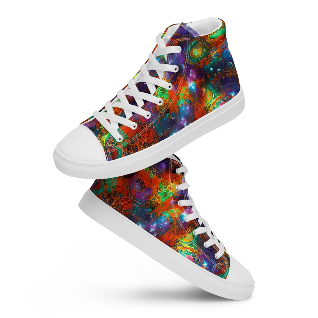 Vivid Event Horizon on Men's High Top Canvas Shoes — Front