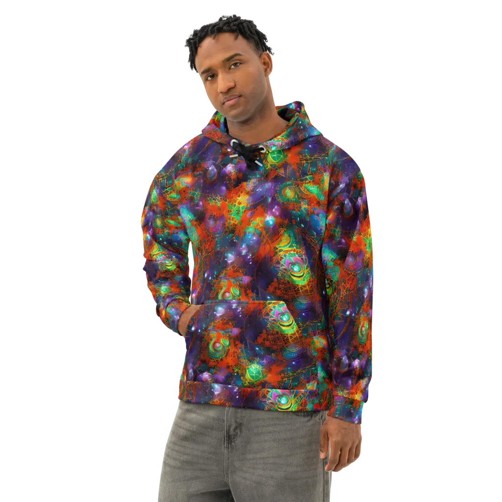 Vivid Event Horizon on Cotton Hoodie — Left Front