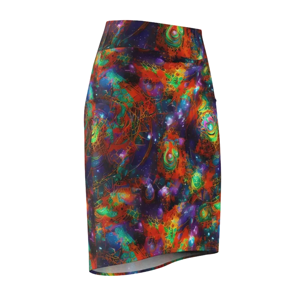 Vivid Event Horizon on Pencil Skirt — Front Side