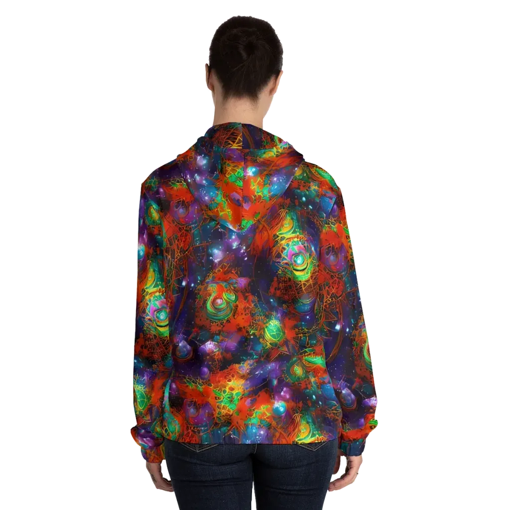 Vivid Event Horizon on Women's Full-Zip Hoodie — Back On Person