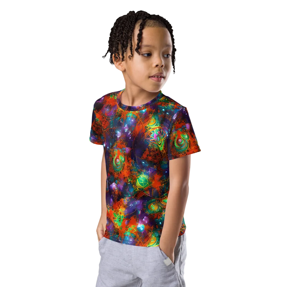Vivid Event Horizon on Kids Crew Neck T-Shirt — Left Front