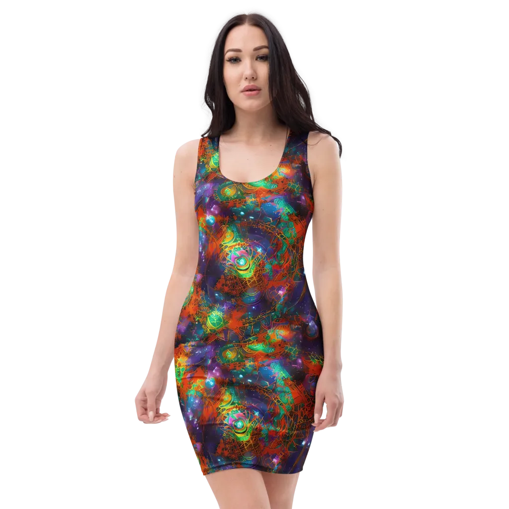 Vivid Event Horizon on Bodycon Dress — Front