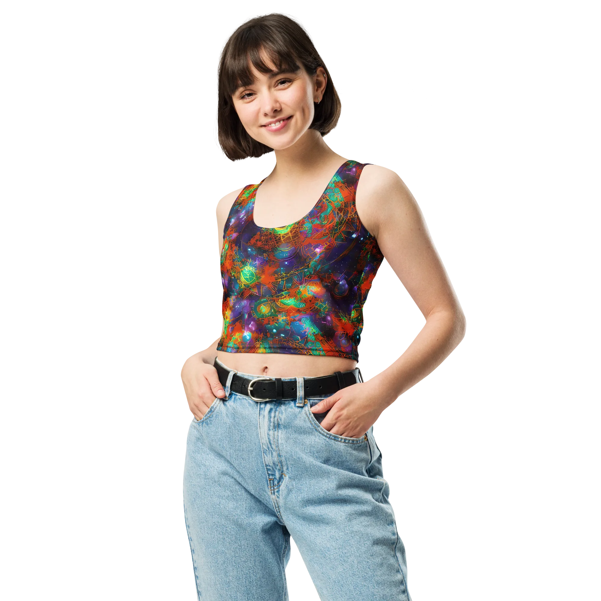 Vivid Event Horizon on Crop Top — Front