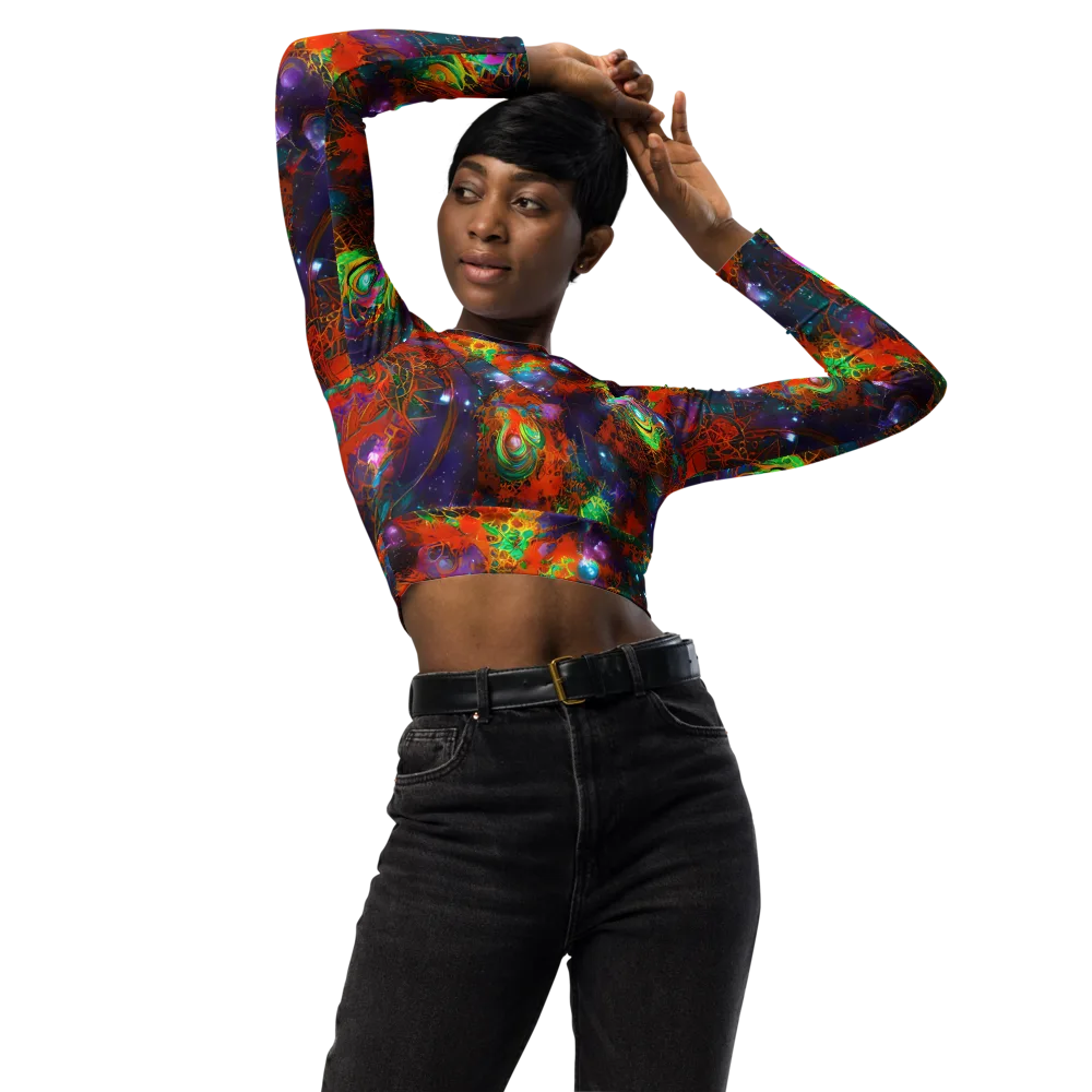 Vivid Event Horizon on Long Sleeve Crop Top — Front