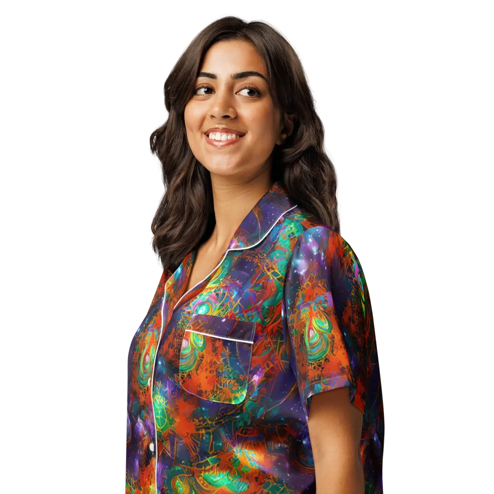 Vivid Event Horizon on Women's Short Sleeve Pajama Top — Left Front