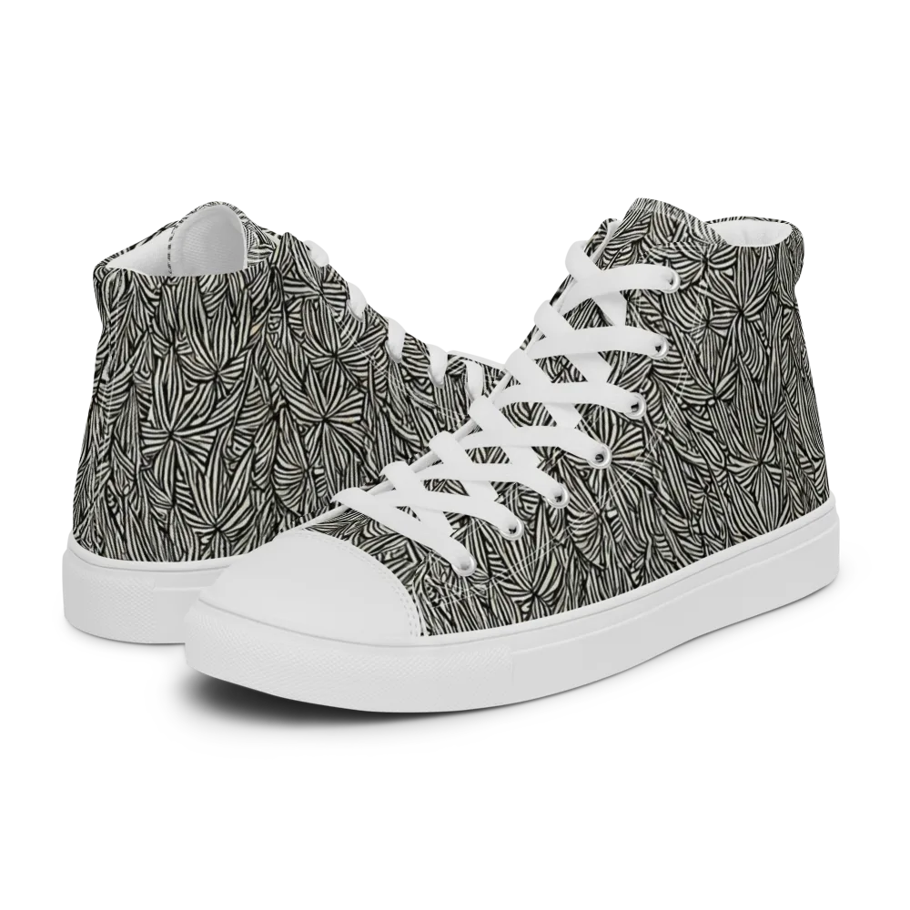 Nocturne Foliage on Men's High Top Canvas Shoes — Left