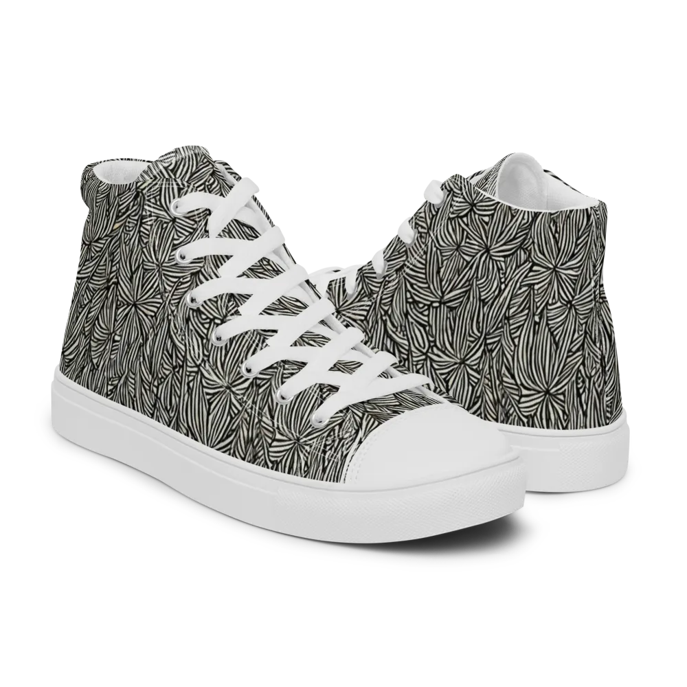 Nocturne Foliage on Men's High Top Canvas Shoes — Right