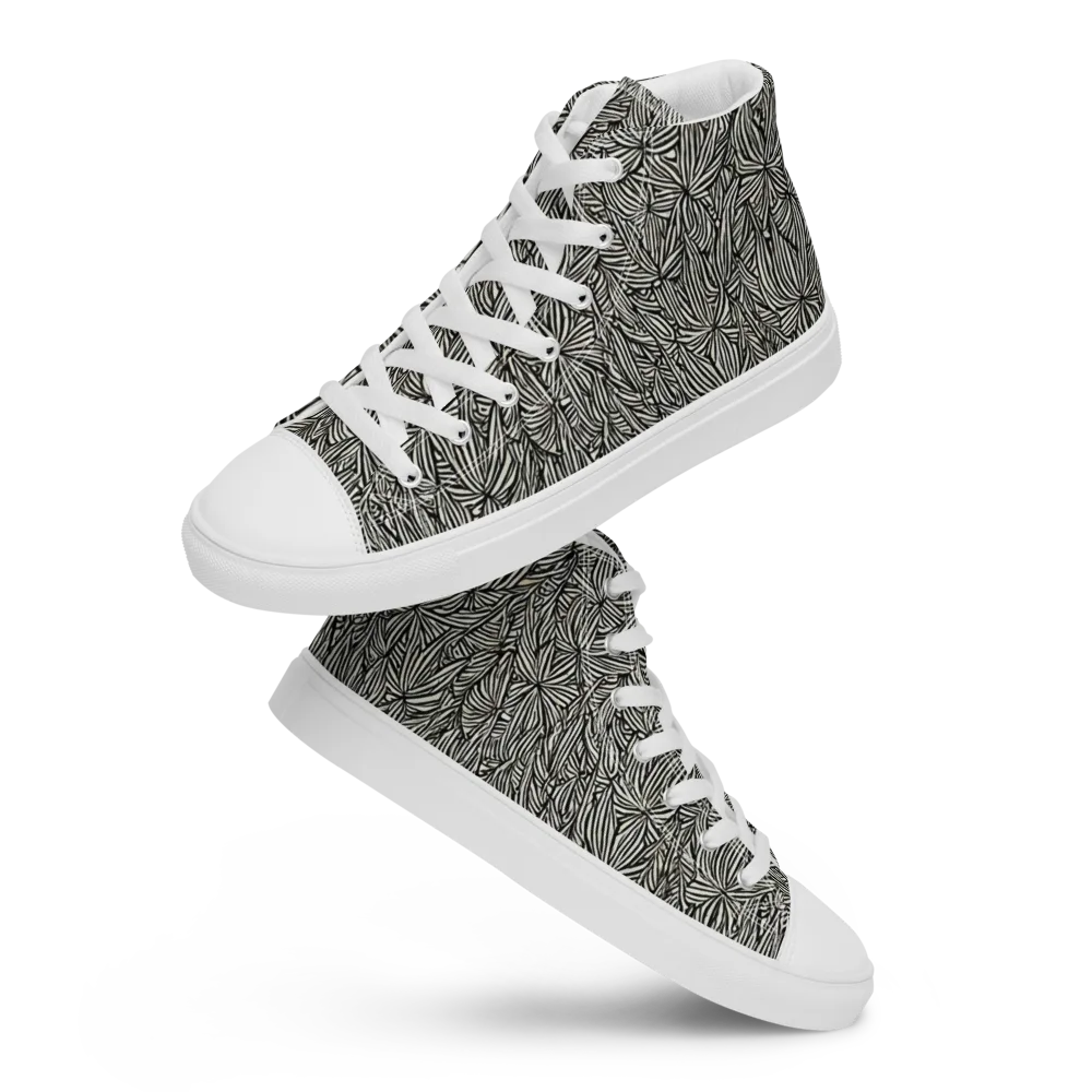 Nocturne Foliage on Men's High Top Canvas Shoes — Front