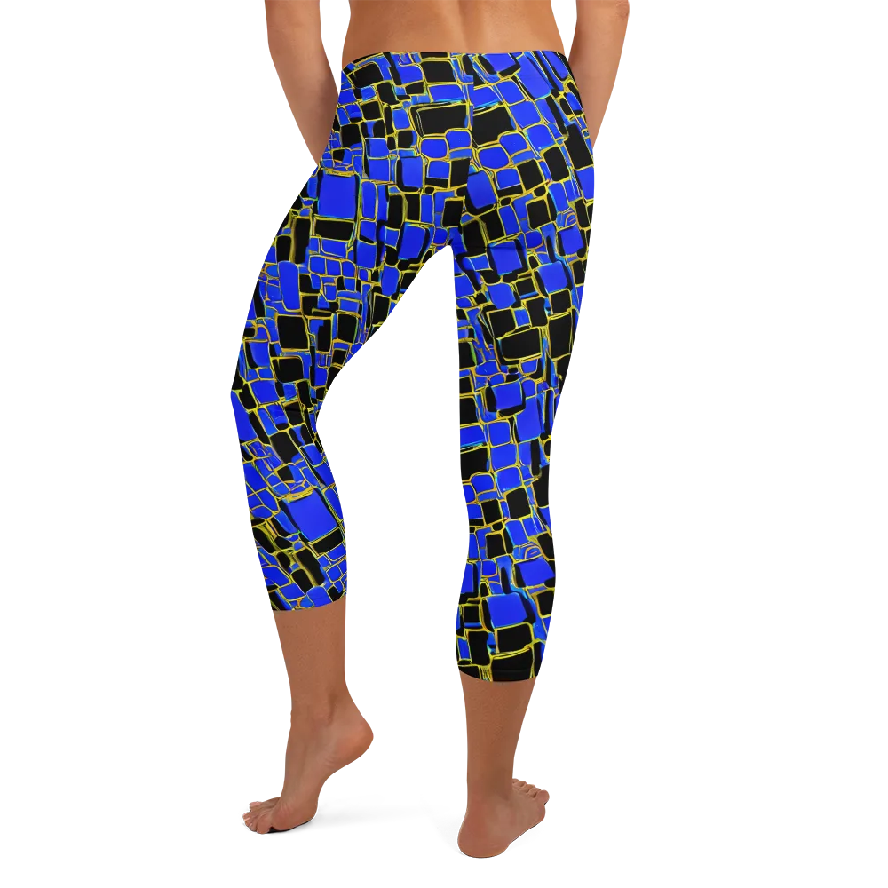 Blue Gold Matrix on Capri Leggings — Back