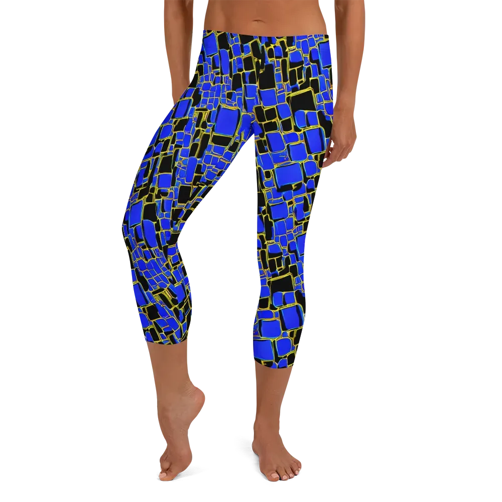 Blue Gold Matrix on Capri Leggings — Front