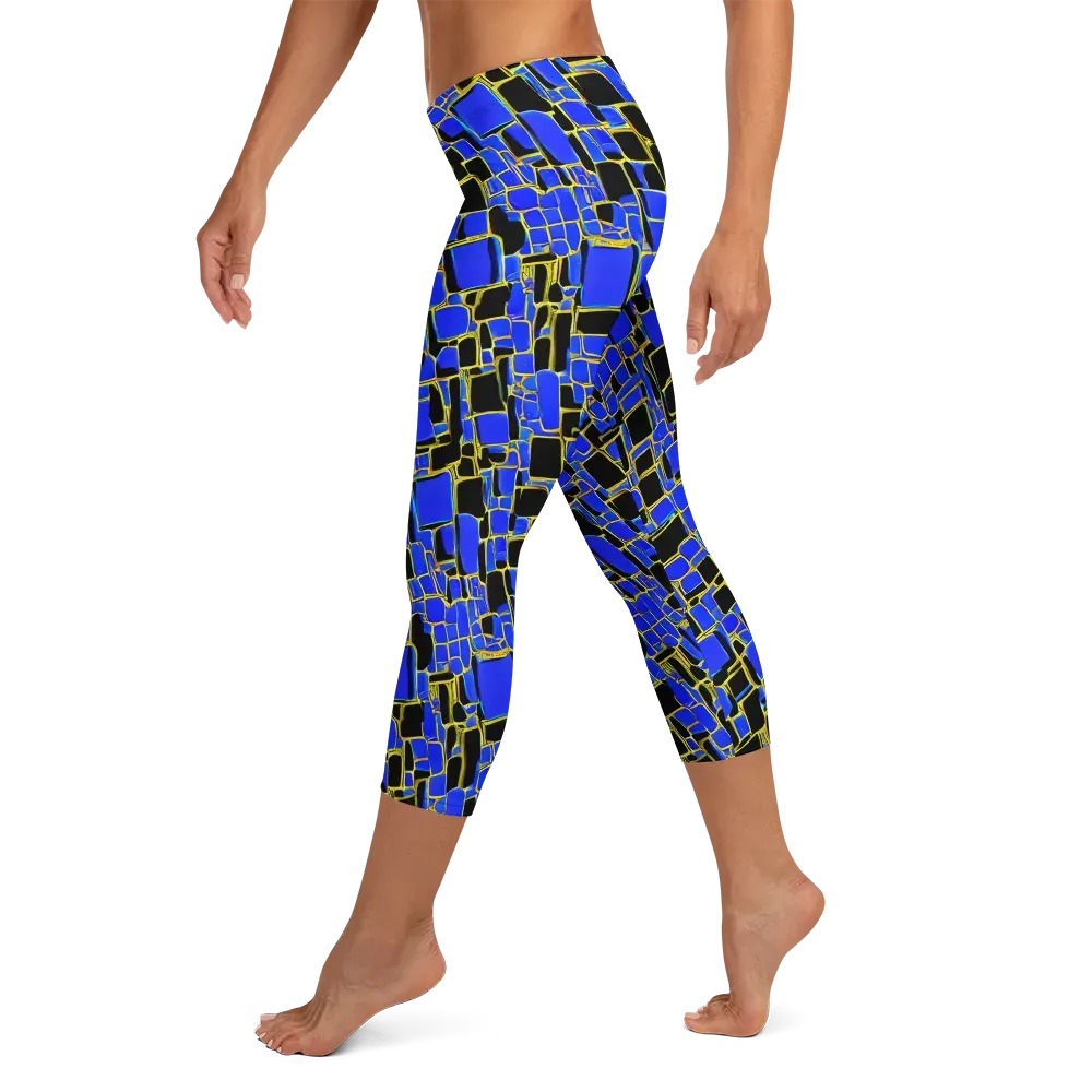 Blue Gold Matrix on Capri Leggings — Left