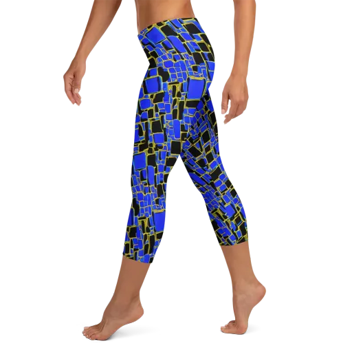 Blue Gold Matrix on a Capri Leggings