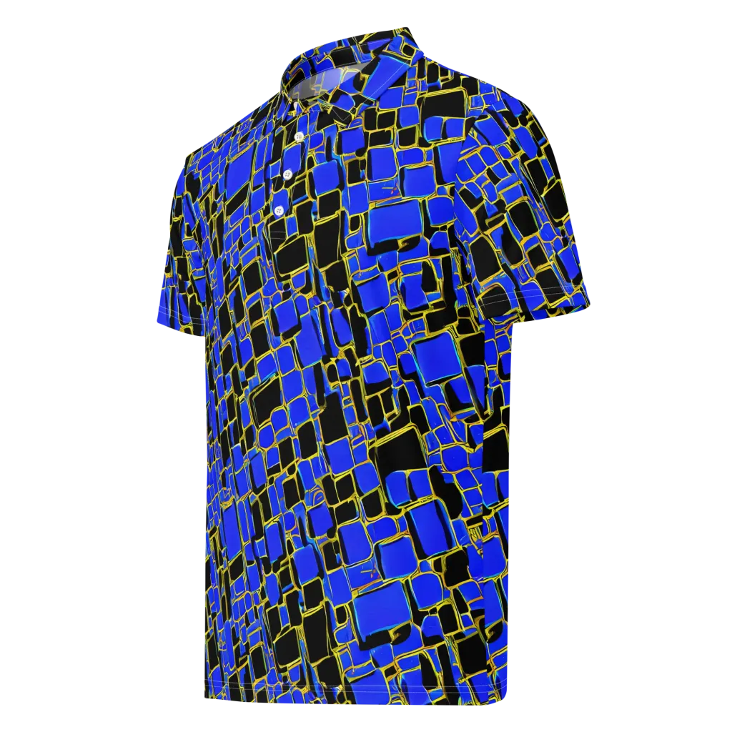 Blue Gold Matrix on Men's Slim Fit Polo Shirt — Left Front