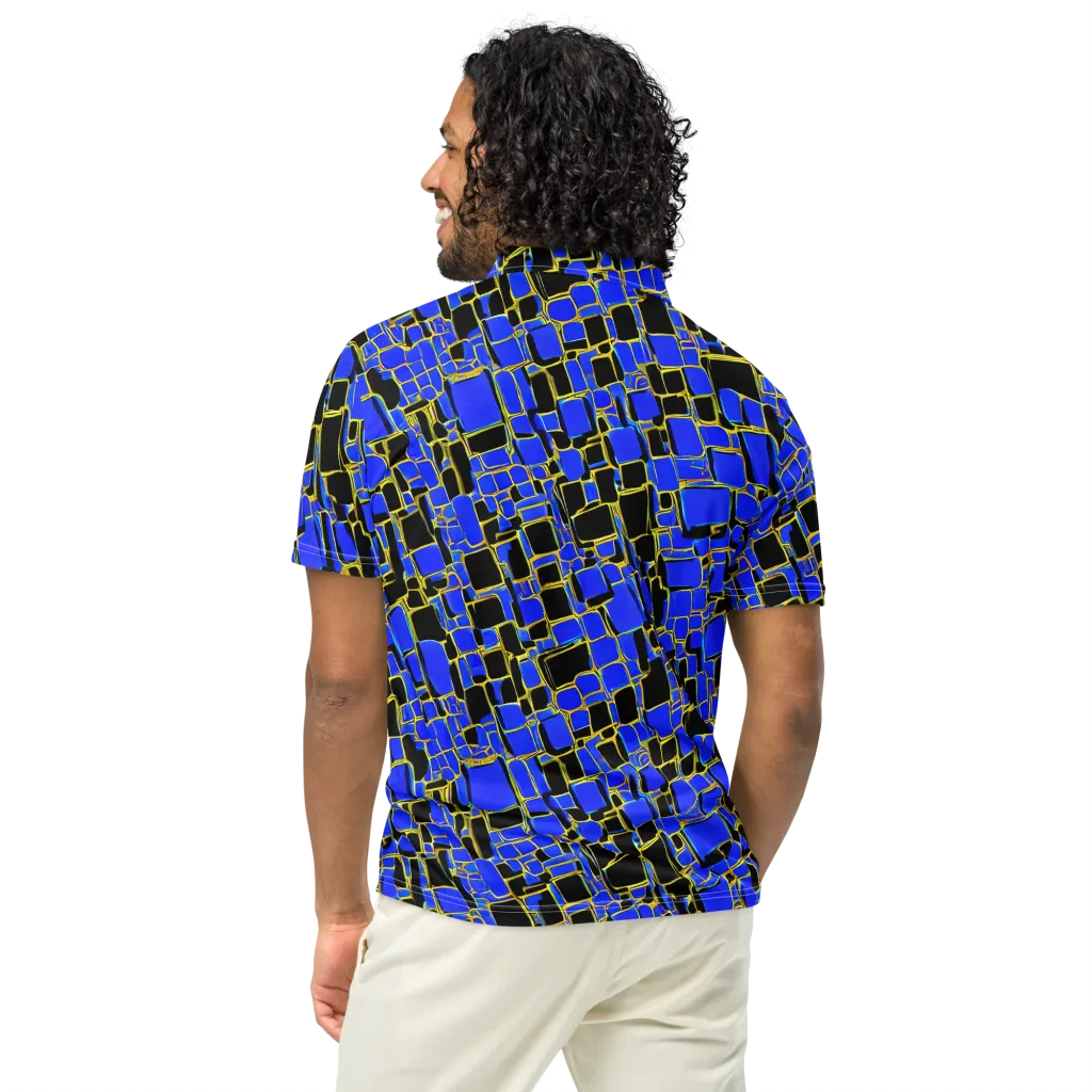 Blue Gold Matrix on Men's Slim Fit Polo Shirt — Back
