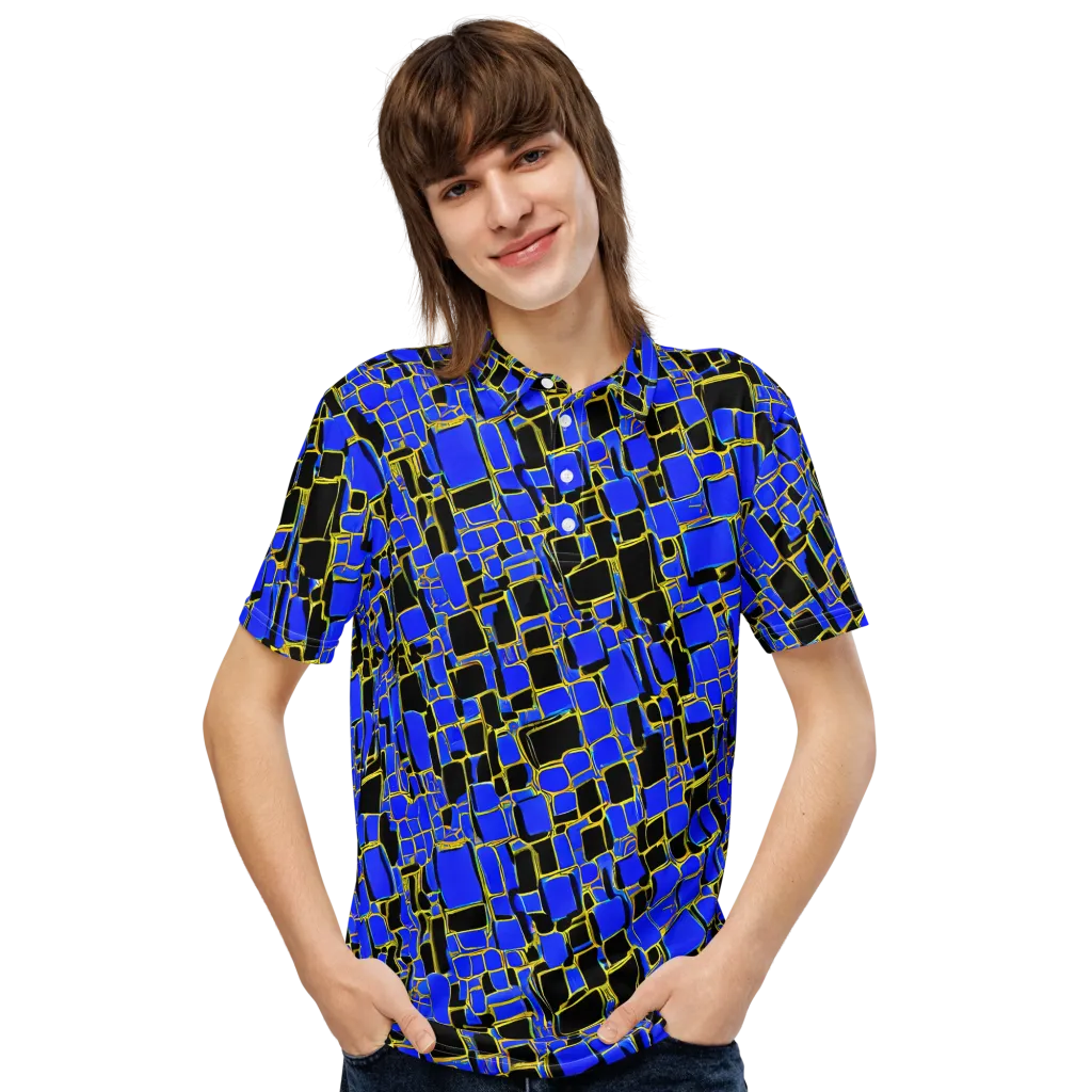 Blue Gold Matrix on Men's Slim Fit Polo Shirt — Front