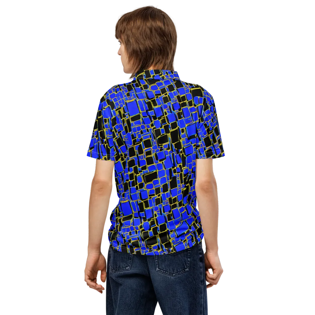 Blue Gold Matrix on Men's Slim Fit Polo Shirt — Back