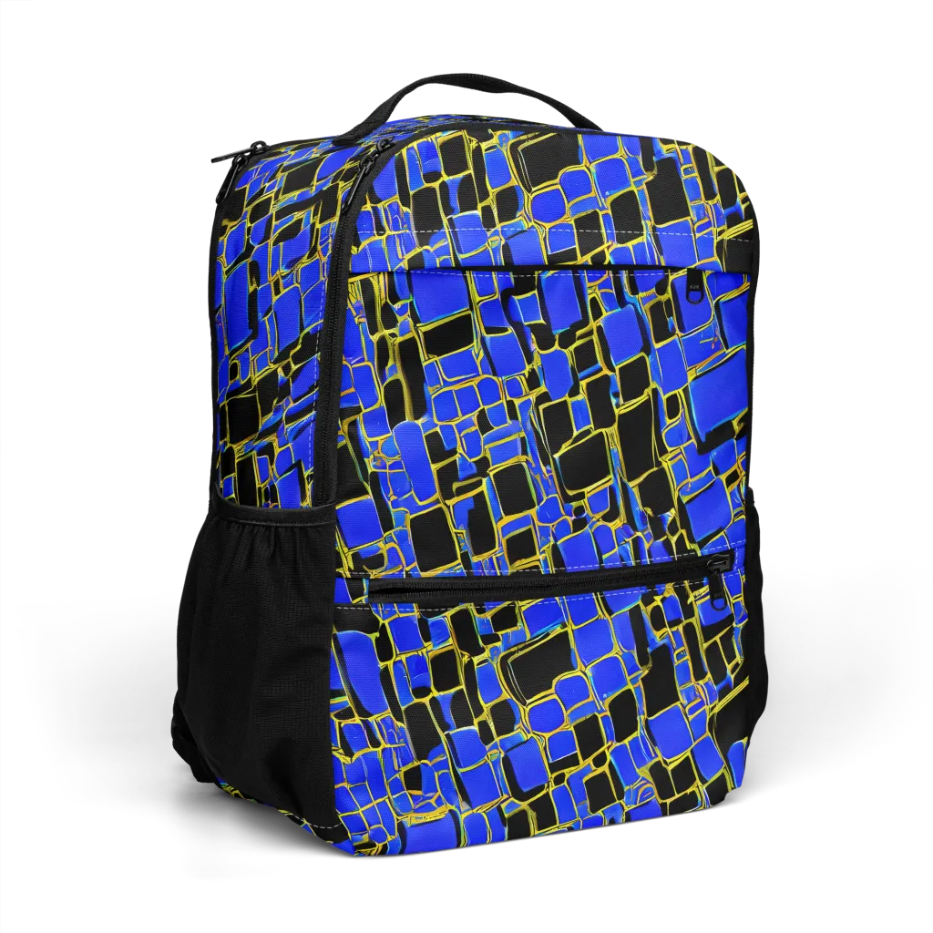Blue Gold Matrix on Utility Backpack — Right Front