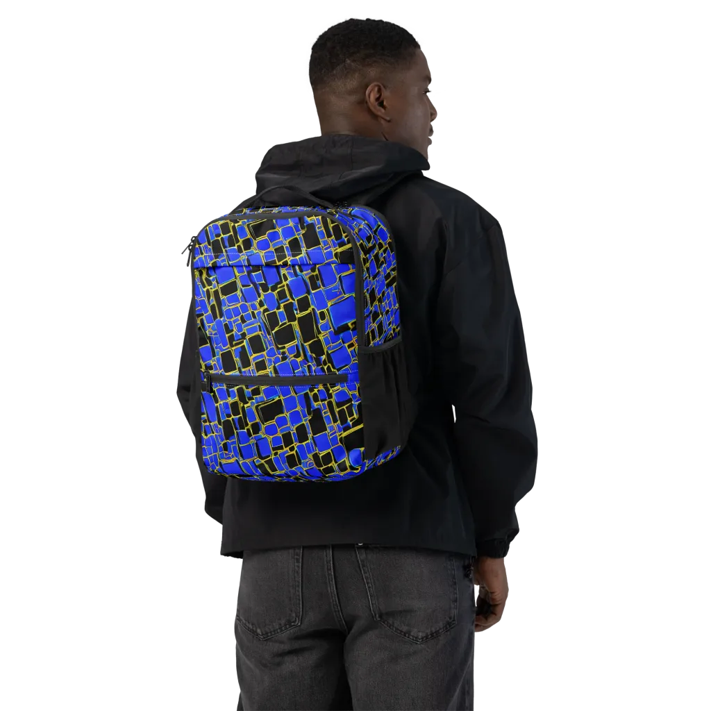 Blue Gold Matrix on Utility Backpack — Back