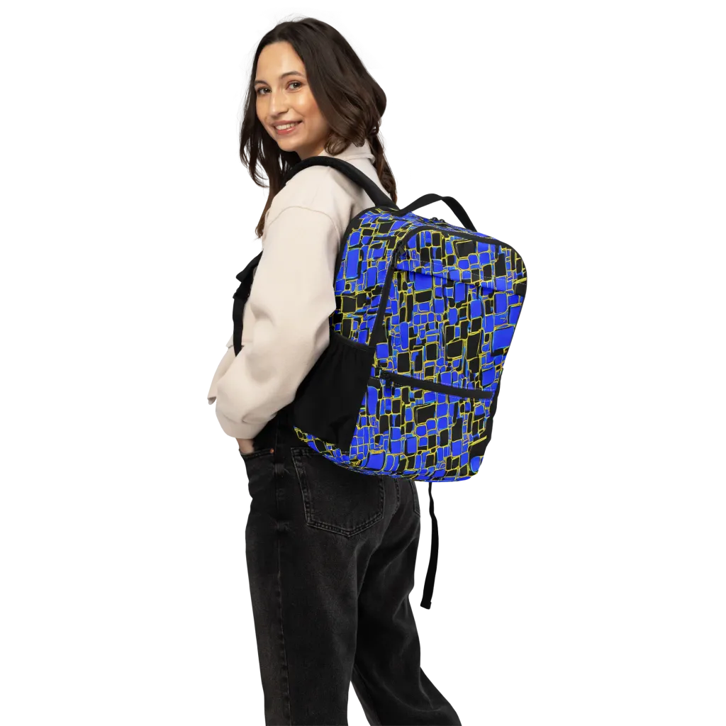 Blue Gold Matrix on Utility Backpack — Back