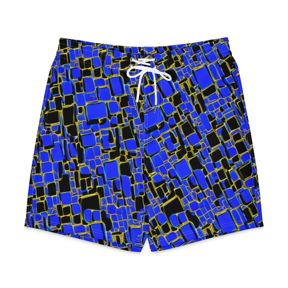 Blue Gold Matrix on Men's Board Shorts — Front