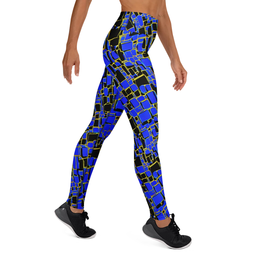 Blue Gold Matrix on Yoga Leggings — Right
