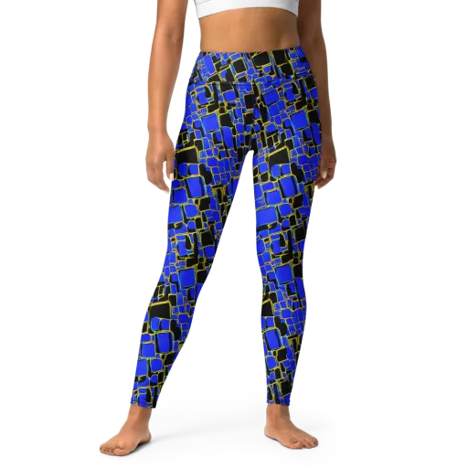 Blue Gold Matrix on a Yoga Leggings