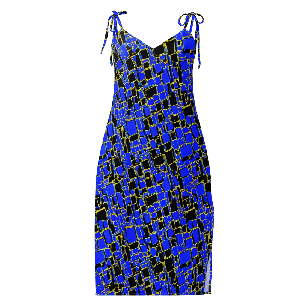 Blue Gold Matrix on Slip Dress — Front